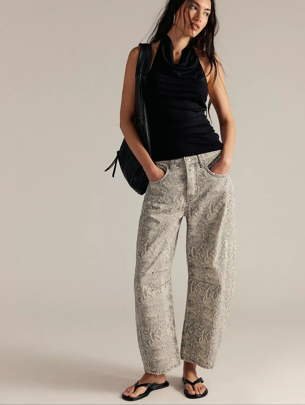 40. Free People Snake Print Wide Leg Jeans